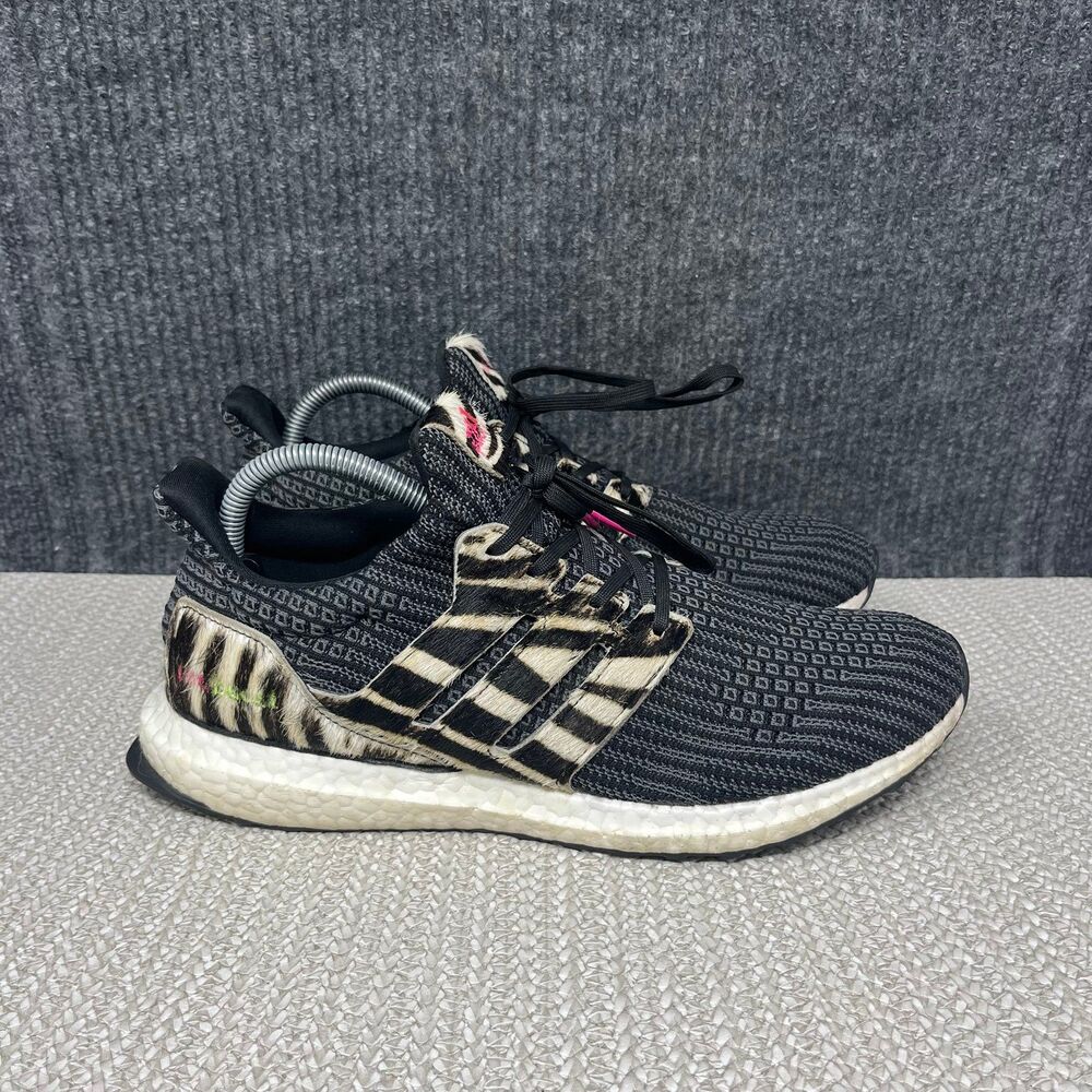 Adidas Ultraboost DNA Animal Pack Zebra Gray Pink Athletic Shoes Mens 9 FZ2730